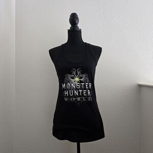 Black Graphic Tank Top with Monster Hunter Design